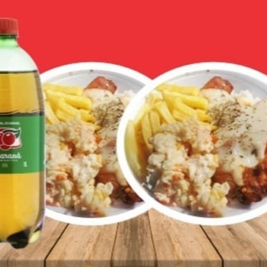 Arroz fresquinho, feijão delicioso, frango a parmegiana, farofa + 01 acompanhamento