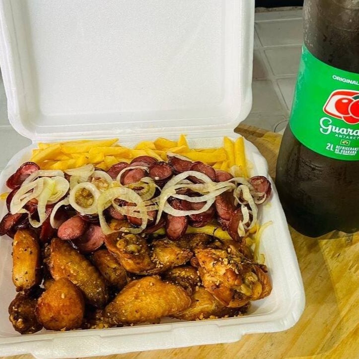 500g Batata Frita + 500g Frango a Passarinho + 1 Calabresa Fatiada Frita com Cebola + Guaraná Antartica 2l