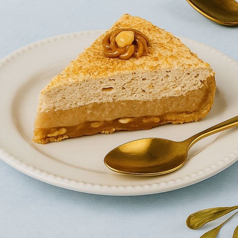 Uma super fatia! Com base de biscoito e nossa receita de caramelo salgado, brigadeiro gourmet de paçoca e uma super finalização com chantilly de doce de leite.