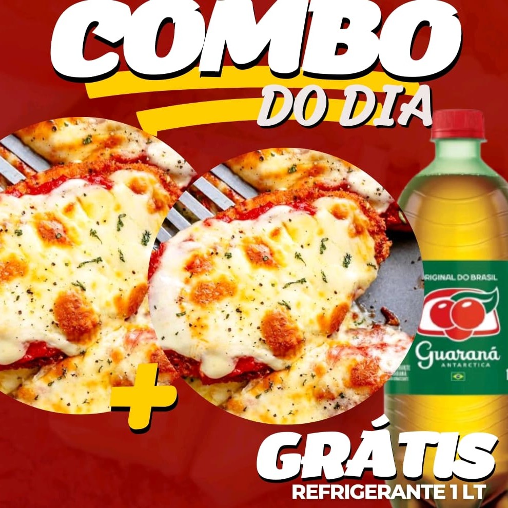 2 deliciosas Marnitas de file de Frango a à Parmegiana  com feijão, arroz ,Macarrao e batata frita Grátis Refrigerante  de 1 Lt