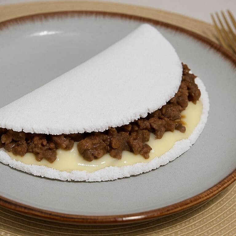 Tapioca de  Carne Moída, Muçarela e Orégano