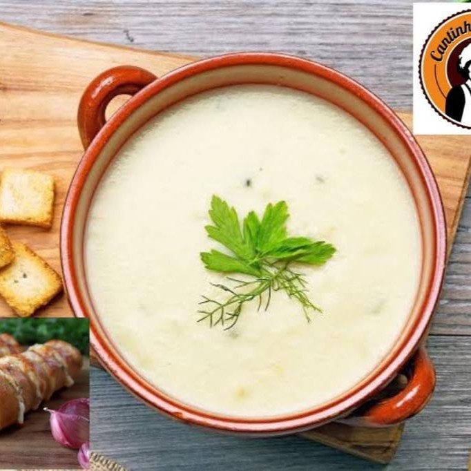 Deliciosa & Saborosa de cebola feita com , Catupiry , creme de leite ,linguiça calabresa defumada , alho poro, salsa, salsão +Torradas Grátis