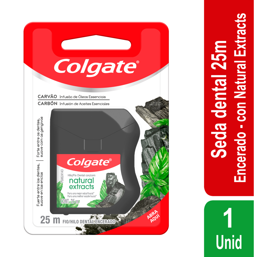 SEDA DENTAL COLGATE EXTRACTOS NATURALES CARBON*25MT