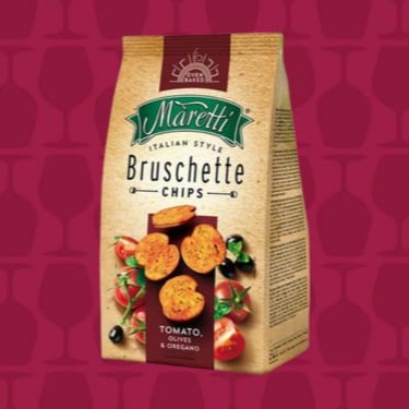 Maretti é uma linha de snacks naturais que leva a experiência do autêntico sabor da Itália para qualquer hora e lugar. Assadas e feitas com pão de verdade, as Mini Bruschetas são produzidas de forma artesanal e com ingredientes de alta qualidade.  O Snack de Cogumelo e Creme Maretti 85g são uma combinação deliciosa de cogumelos perfumados e molho de creme que complementa perfeitamente o delicioso sabor dos chips de pão cuidadosamente assados.