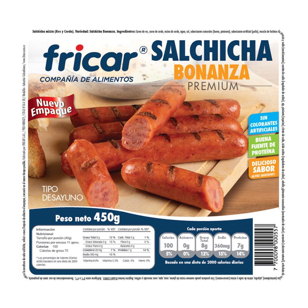 SALCHICHA FRICAR BONANZA*450GR