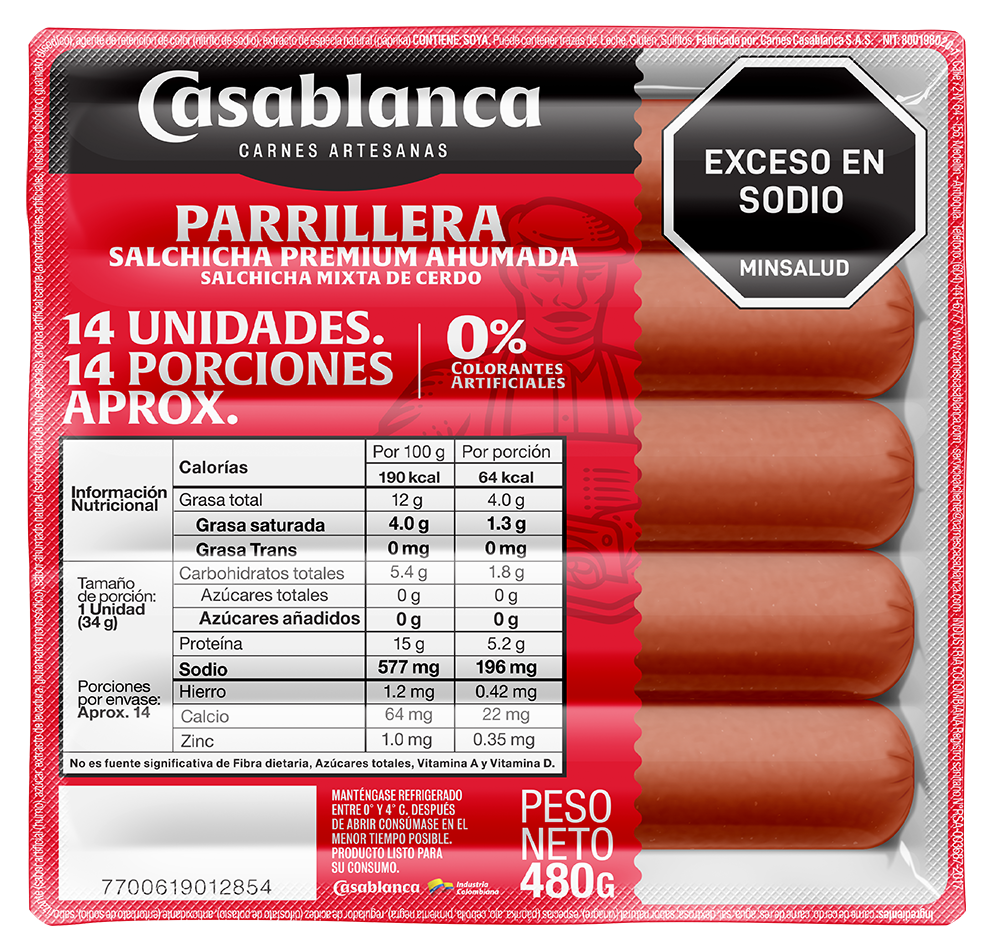 SALCHICHA CARNELLY PARRILLA*480GR