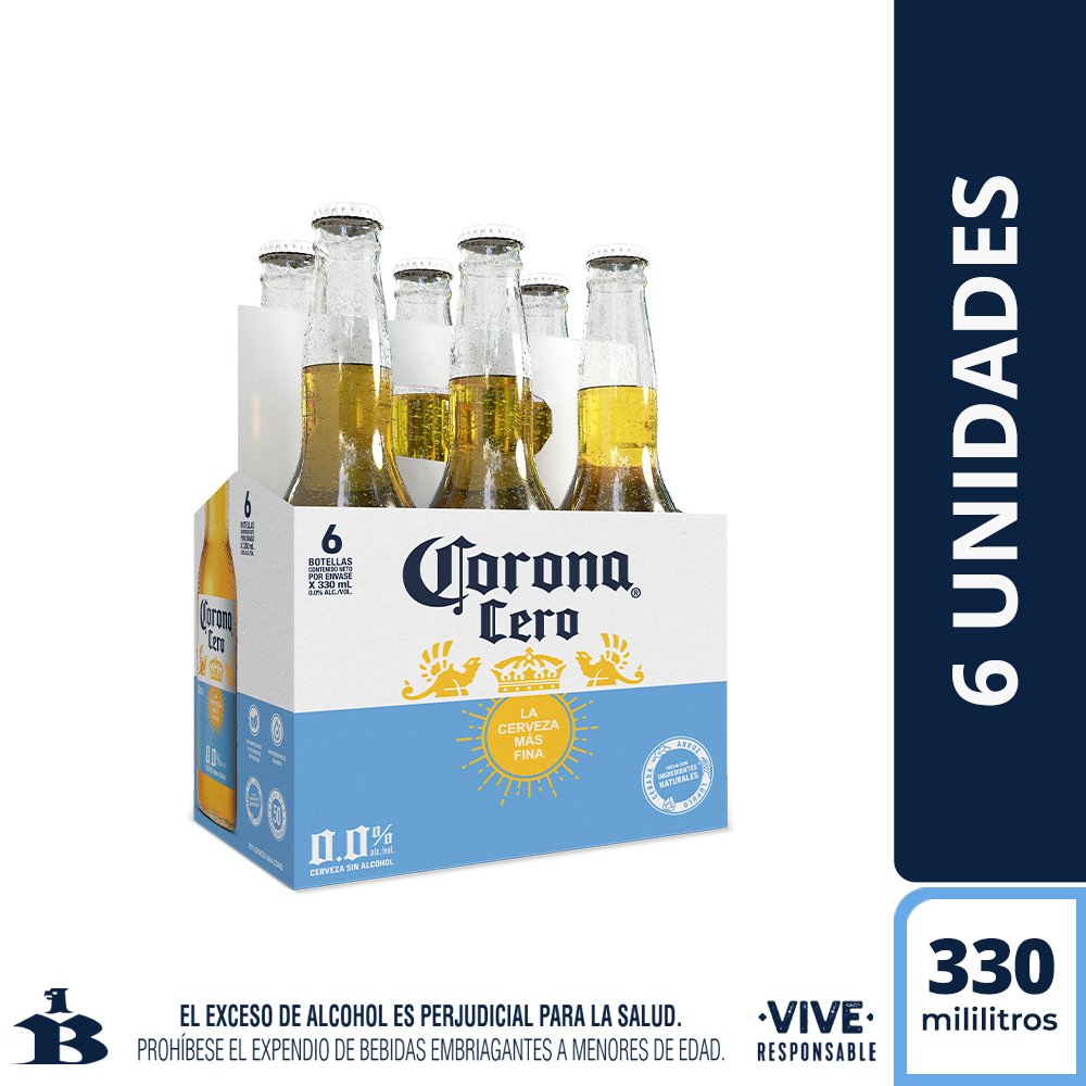 CERV 3 CORONA CERO*330ML*6U
