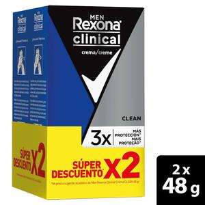 DESODORANTE REXONA CLINICAL MEN CLEAN 48 X 2 UNDS