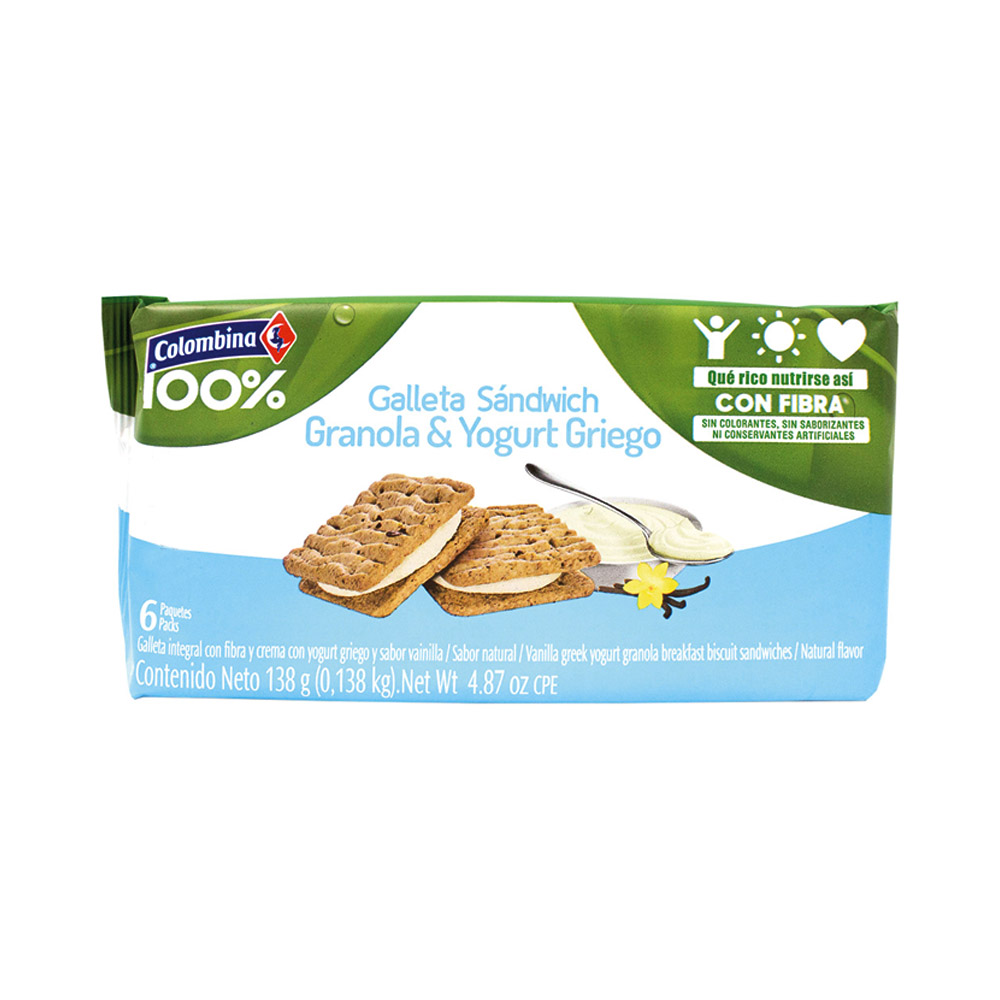 GALLETA COLOMBINA 100% YOG GRIEGO*138GR