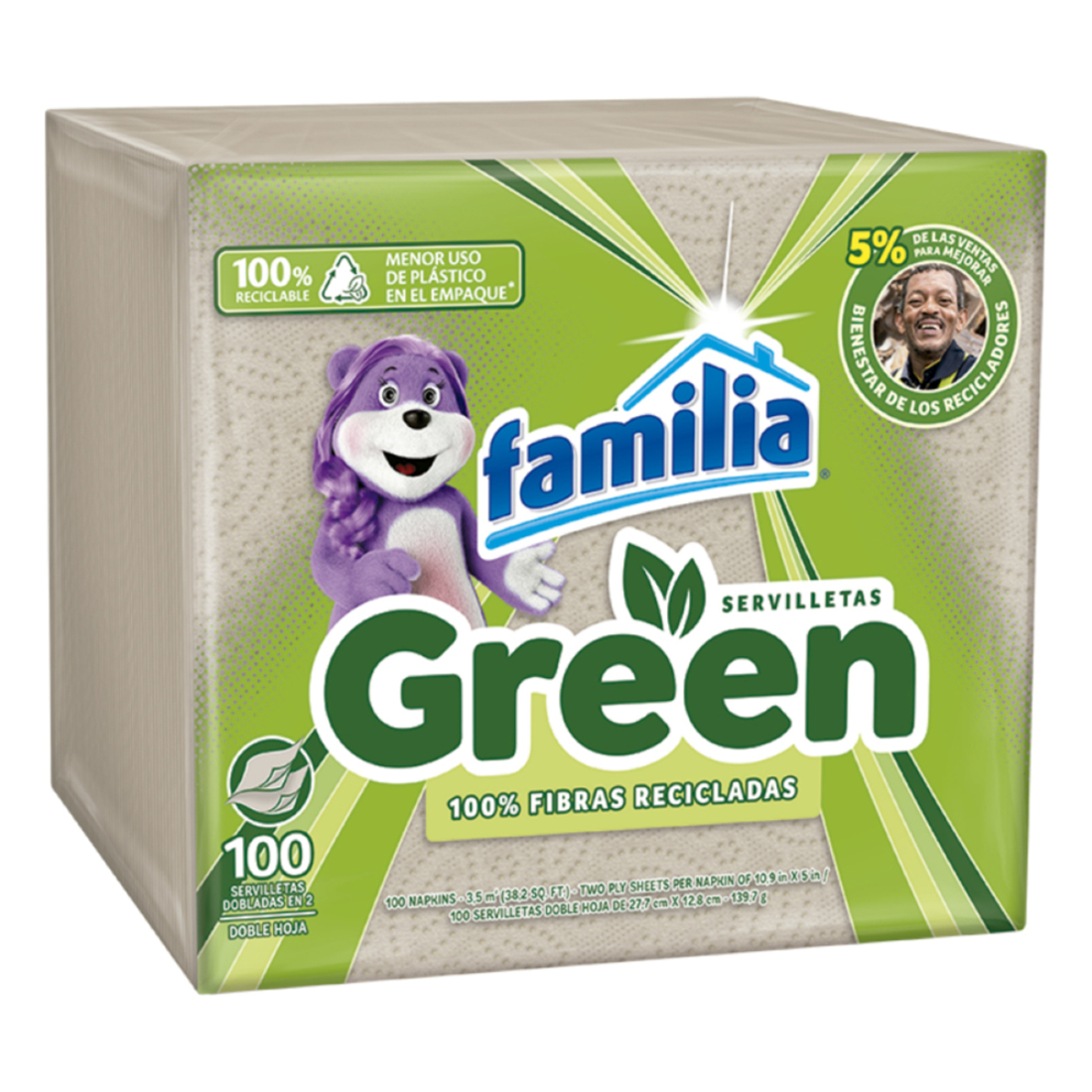 SERVILLETAS FLIA GREEN*100U