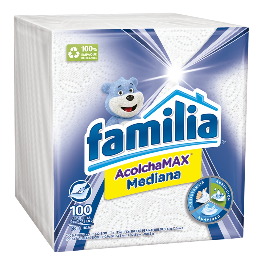 SERVILLETAS FLIA CUADRA*100UND