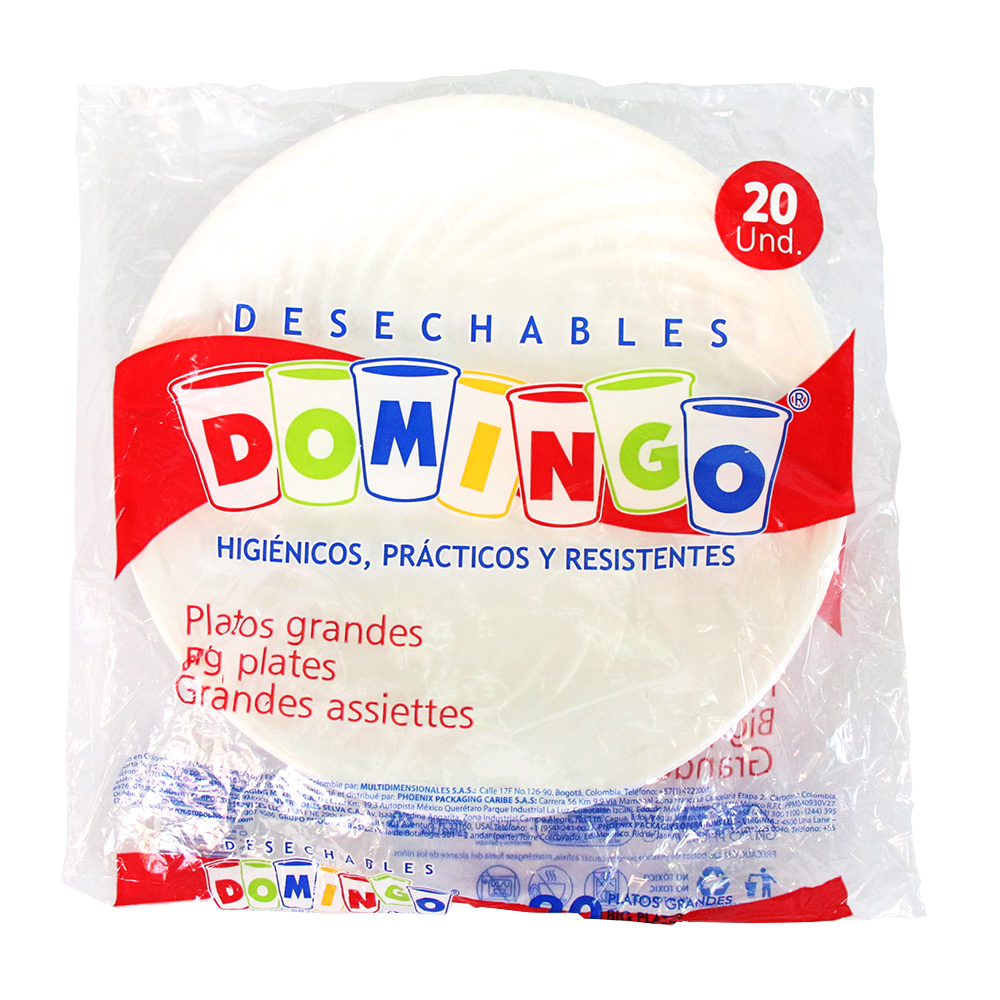 PLATO DOMINGO GRANDE X 20 UNDS