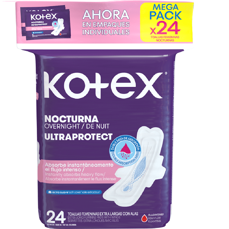 TOALLA KOTEX ULTRAPROTECT NOCTURNA*24UN