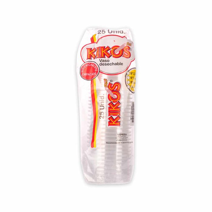 VASO 7 ONZAS KIKOS TRAPARENTE*25U