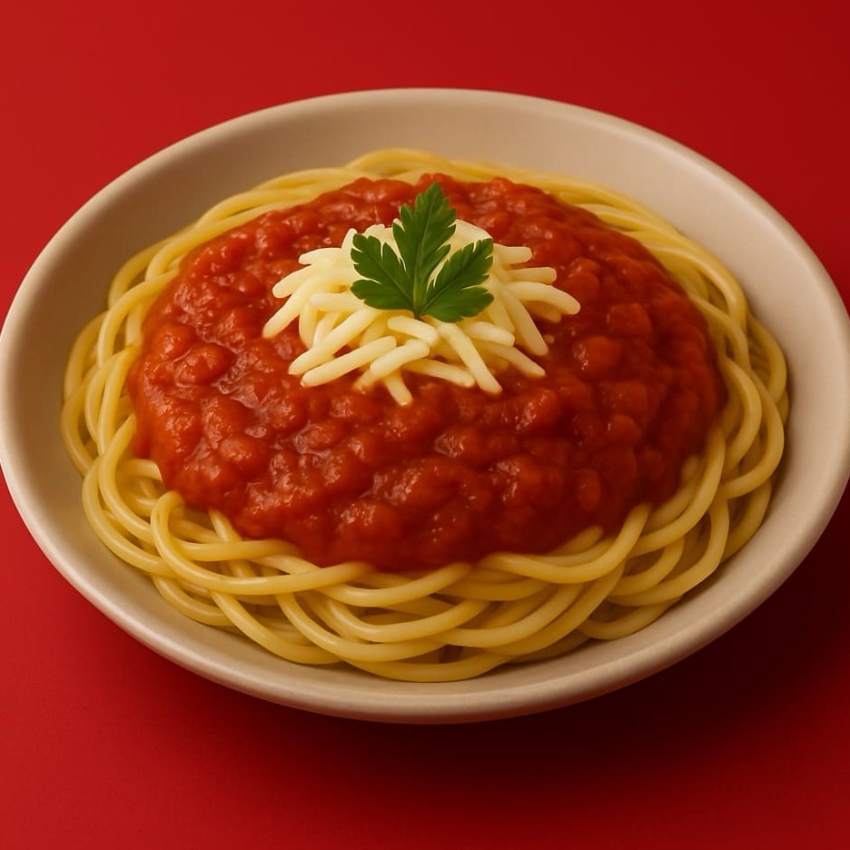 Marmita com macarrão e molho bolonhesa. Aproveite essa delícia!
