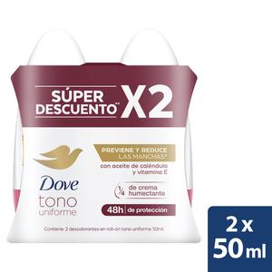 DES DOVE ROLL TONO UNIFORME*50ML*2U
