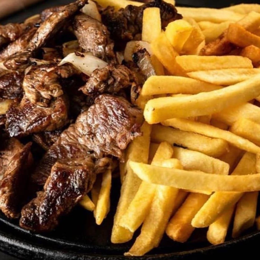 500gr de Bife No  grill acebolado com batata frita
