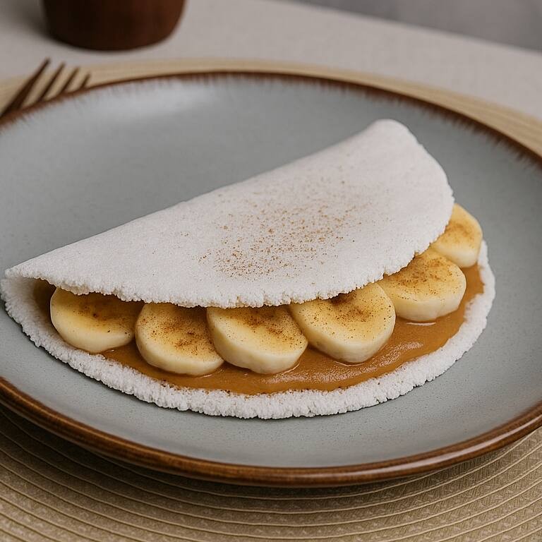 Tapioca de Banana, Canela e Doce de Leite