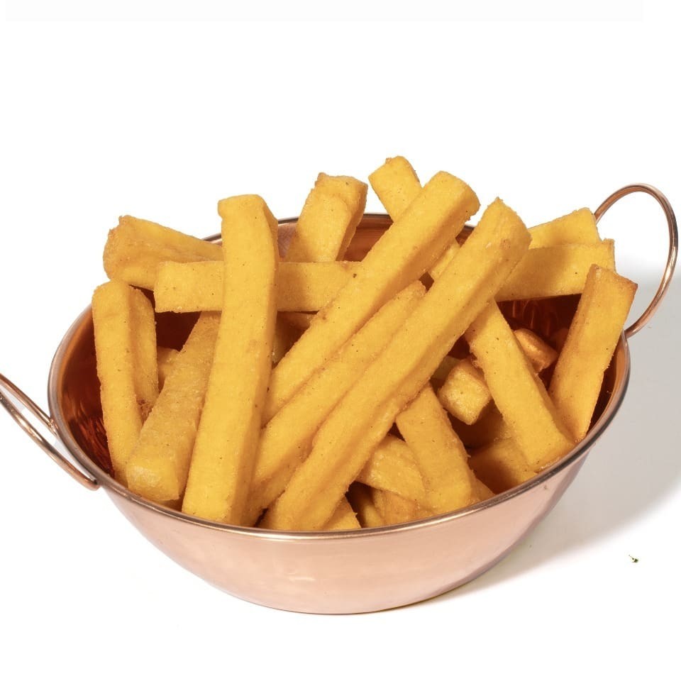 Porção de polenta frita.