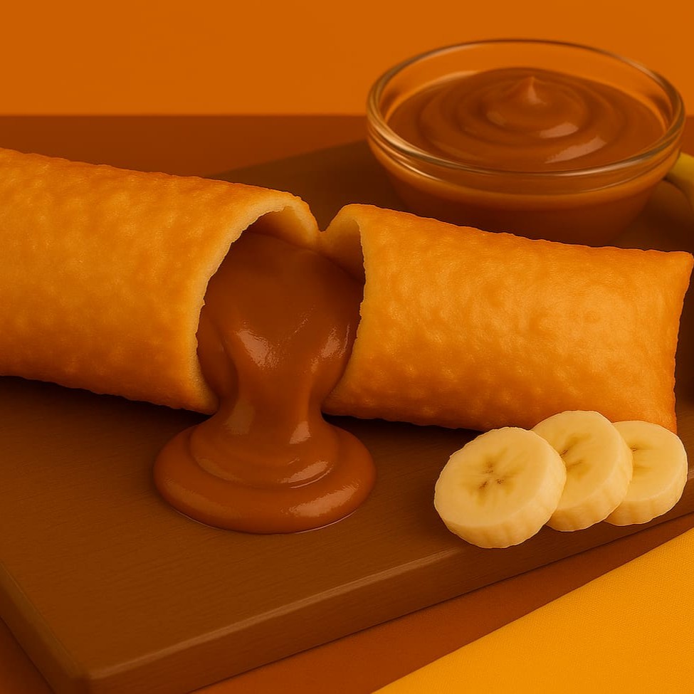 Nosso Pastel de Doce de Leite é um verdadeiro deleite para os amantes de doces, feito com generoso recheio de doce de leite, cremoso e de sabor intenso, que derrete na boca e proporciona uma experiência gastronômica inigualável.