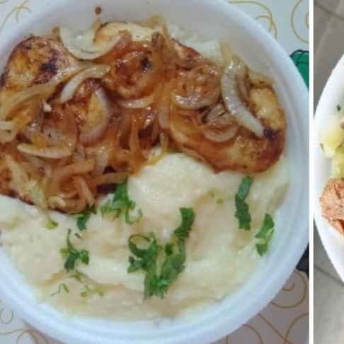 Arroz feijão macarrão e farofa