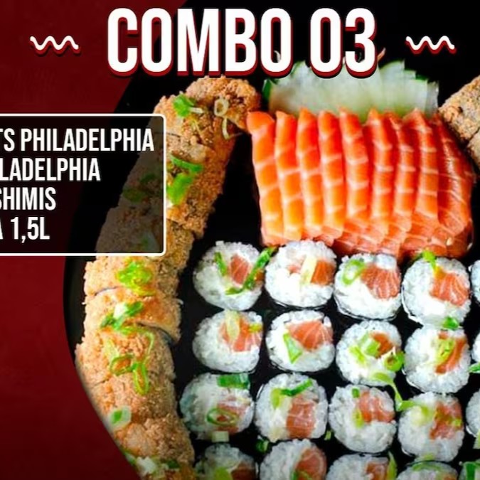 24 Hot Philadelphia - 24 Philadelphia - 10 sashimis salmão - 1 coca 1,5l