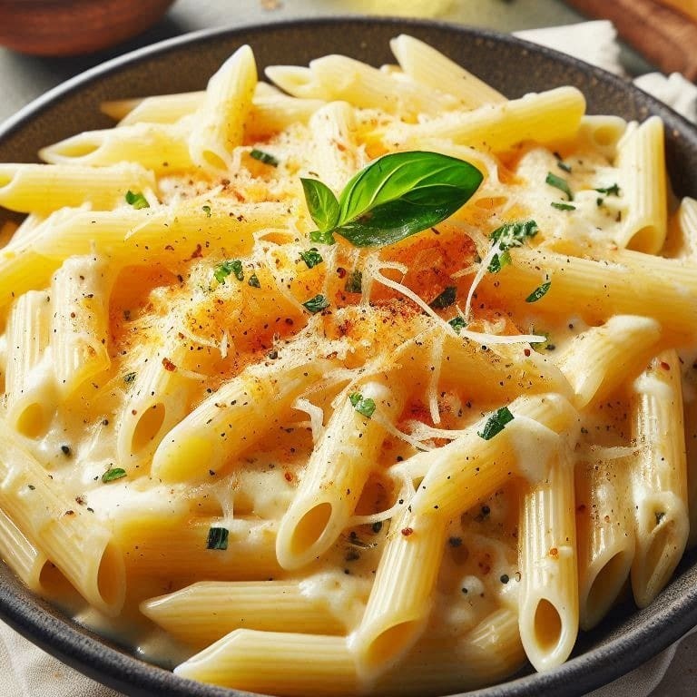 Penne al dente envolvido em um cremoso molho de quatro queijos, com sabor intenso e irresistível. Uma explosão de sabor para os amantes de queijo!  Comida Italiana, Massas Artesanais, Culinária Italiana, Penne, Espaguete, Gnocchi, Risoto De Salmão, Polenta Italiana, Frango Parmegiana, Salmão Grelhado, Batata Frita, Coca Cola, Guaraná Antártica, Entrega Gratis.