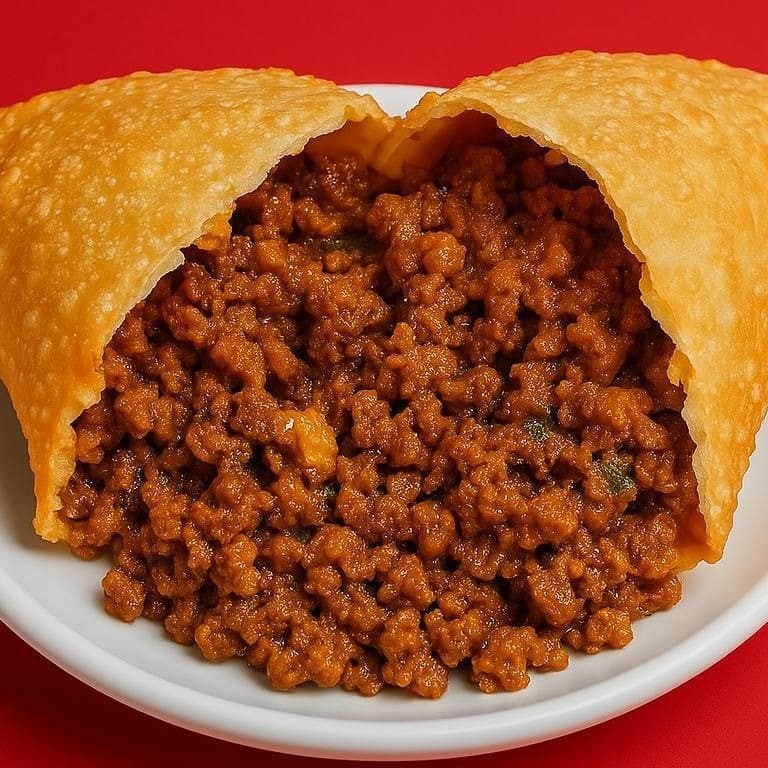 Pastel de 24cm com recheio de carne moída e temperos especiais.