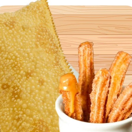 O pastel é feito com uma massa fina e crocante, com recheio de doce de leite e um leve toque de açúcar com canela. O pastel é frito na hora, ficando dourado e irresistível.