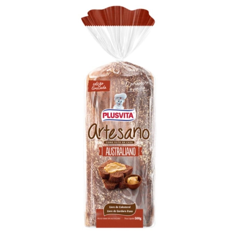 Pão de Forma Artesano  Australiano 500g Plusvita