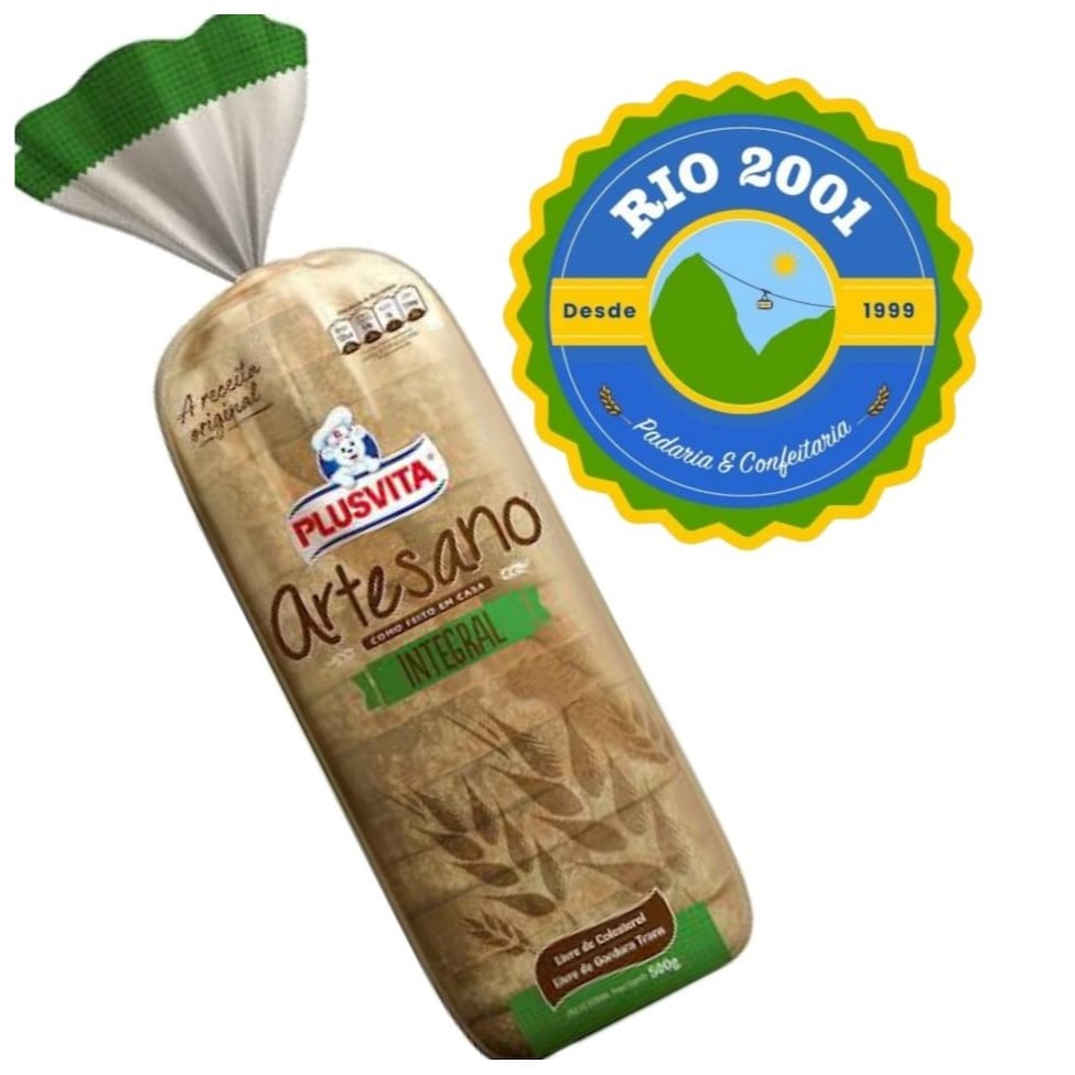 Pão artesano plusvita integral 500g