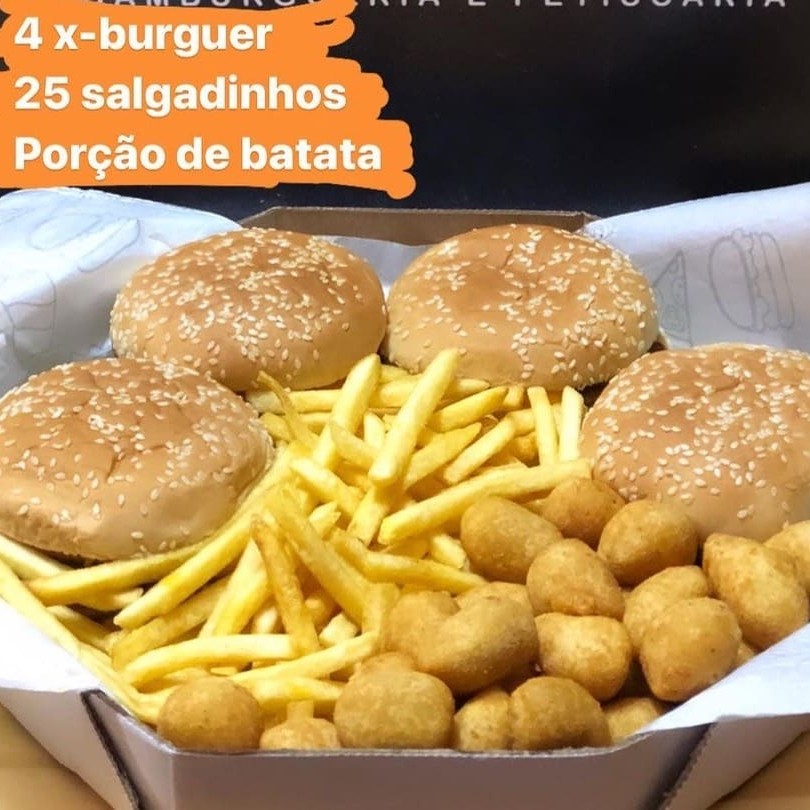 4 X-Burguer 25 salgadinhos Porção de batata