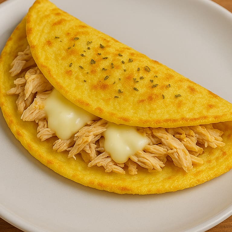 Frango desfiado, muçarela, tomate e orégano