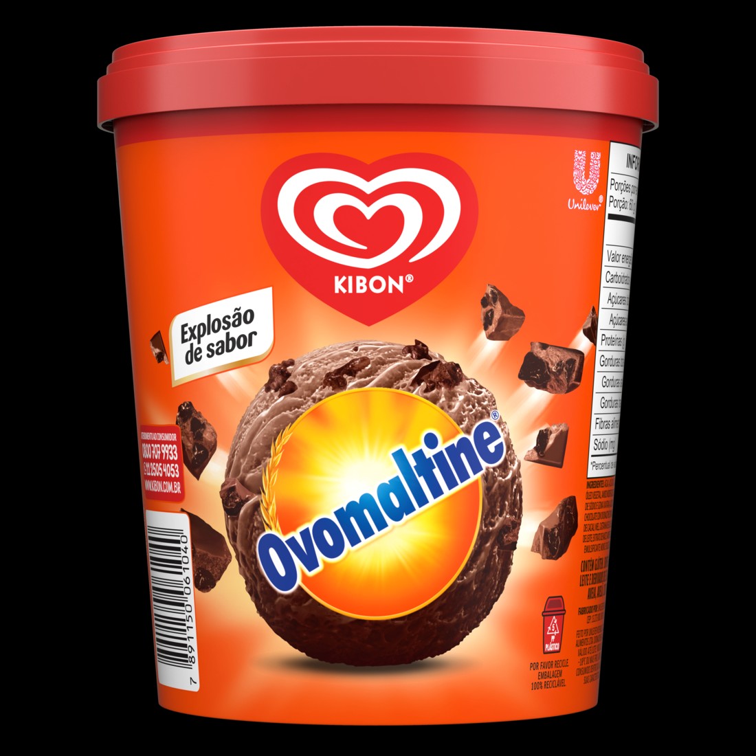 Para os amantes do delicioso achocolatado Ovomaltine, Kibon apresenta esse sorvete cremoso com incrível sabor de chocolate maltado e pedaços crocantes de Ovomaltine com chocolate