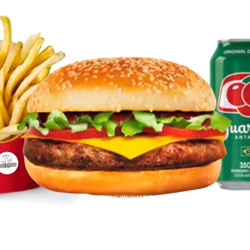 Carne, queijo cheddar, alface e molho