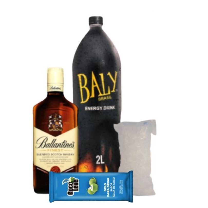 3 gelos saborizados + Energético + Grátis Saco de gelo em cubos 2kg