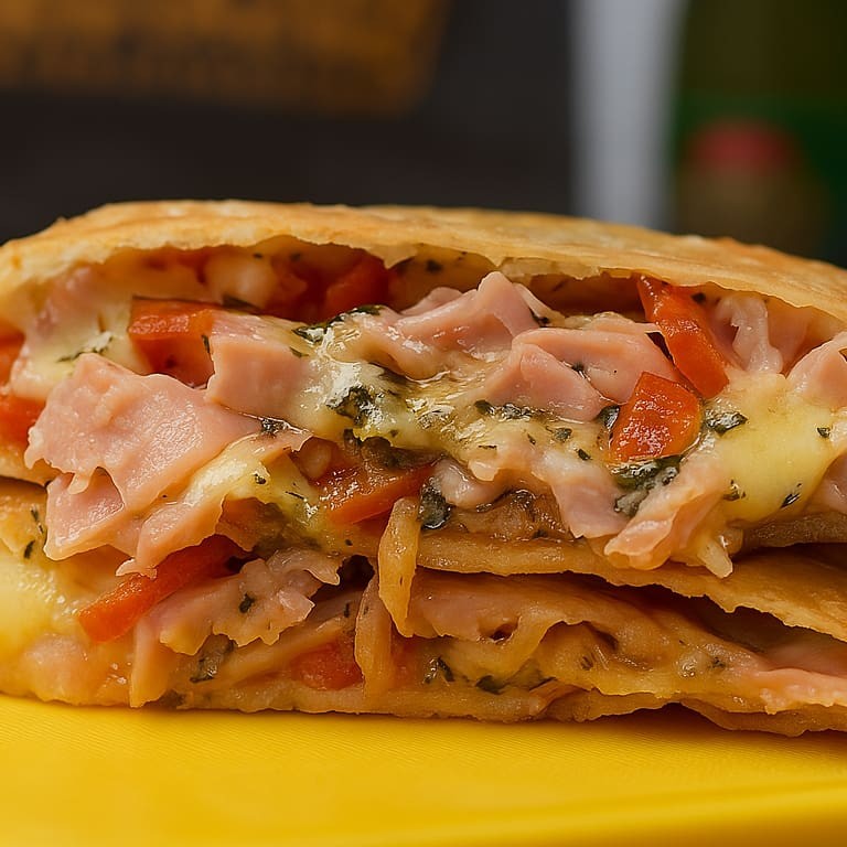 Presunto e mussarela ralada, tomate italiano fatiado e orégano na medida certa. Um clássico, não tem erro! Esse é o nosso saboroso pastel de Pizza do Rota!  Nosso pastel tem 21cm e a massa sequinha e crocante frita no óleo de algodão.  Somos reconhecidos pelos nossos pasteis bem recheados e com a massa sequinha. Aqui você encontra recheio da primeira até a última mordida.