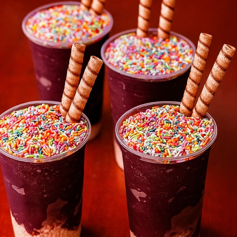 4 copos de 500ml, com complementos, coberturas irão separados para sua sobremesa ficar perfeita em família.