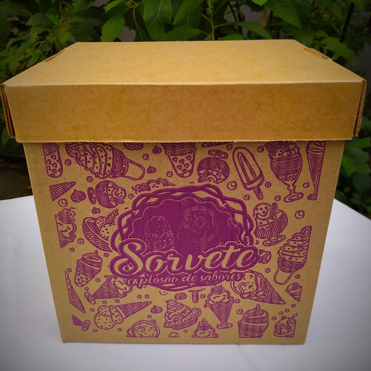 Nossos já tradicionais sorvetes em uma caixa de 10 litros, quantidade suficiente para adoçar o Dia de toda família.