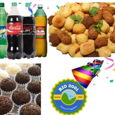 (Kit Rio2001 Kids)  100 Salgados Fritos 2 Refrigerantes 30 Docinhos + 1 Brinde  Grátis copo descartável e pratos descartável .