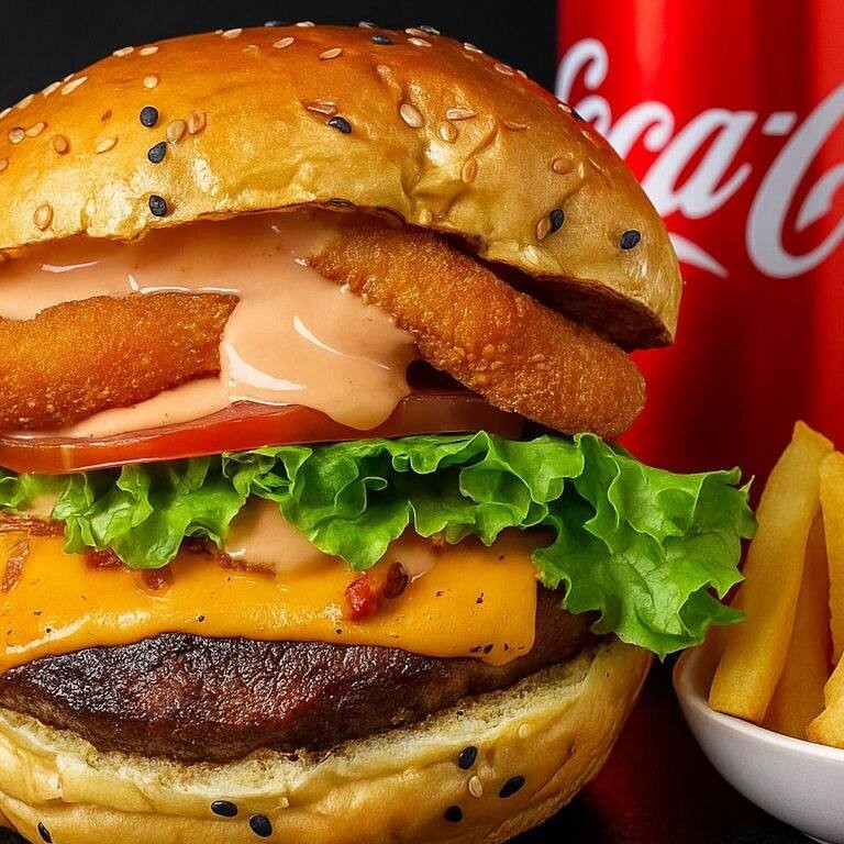 Hamburguer+fritas+refri lata 350ml