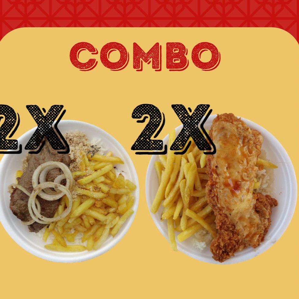 Todas refeições acompanham, arroz e feijão.