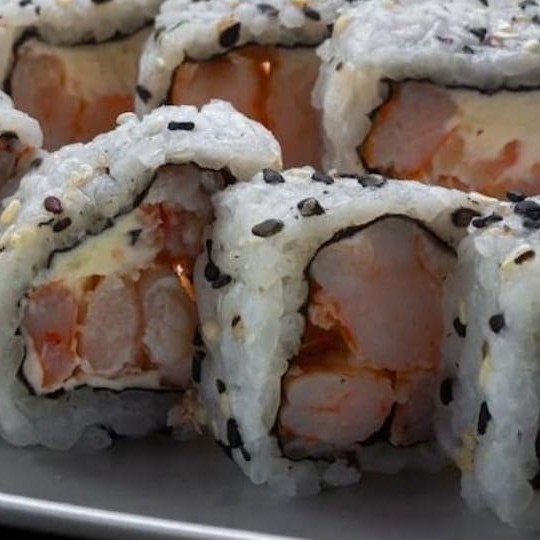 Alga arroz e vestido cream chesse camarão