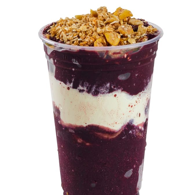 Delicioso Açaí no sabor Banana, Morango ou Natural.  Toppings a Sua Escolha!