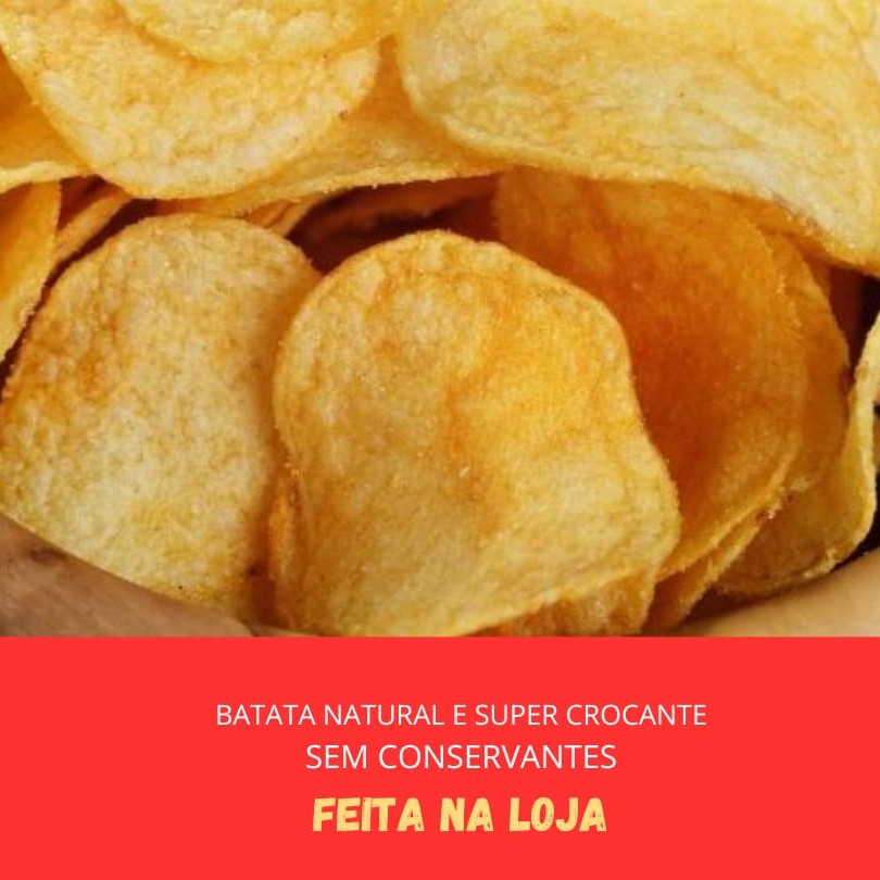 Para Quem Ama Batata Chips E Quer Aproveitar Com A Familia Toda. 400 Gramas De Batata Chips Super Crocante, Feita Na Loja Todos Os Dias.