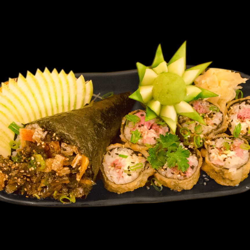 1 temaki salmão cheese roast + 6 hots tuna