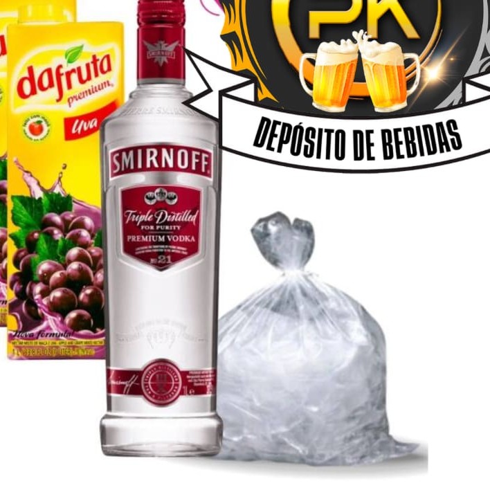 Smirnoff 998ml + 2 sucos 1l saquinho de gelo filtrado grátis!