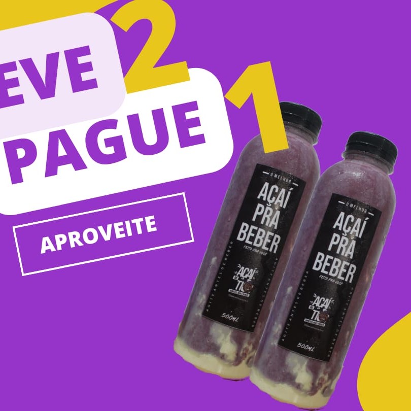 "São 2 garrafas do super açaí cremoso na consistência perfeita para facilitar o consumo na garrafa com canudo.  Açaí de morango, banana ou natural batido com ou sem granola, de acordo com a sua escolha e com ou sem, calda de morando de acordo com sua escolha.  ""Experimente o Combo Duplo de Açaí de 500ml!  Desfrute de duas deliciosas garrafas de açaí cremoso e refrescante, perfeito para compartilhar ou desfrutar com seu parceiro (a). Aproveite o sabor autêntico e nutritivo do açaí, repleto de  energia natural para o seu Dia."