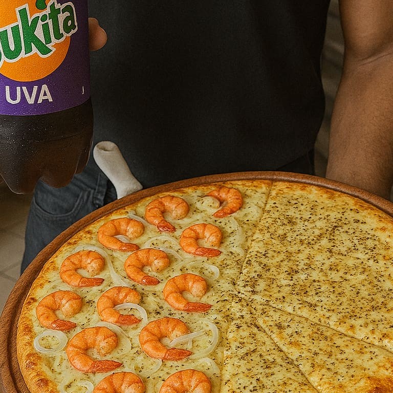 Sugestão para a familia, nossa deliciosa pizza gigante de 45cm serve bem até 3 pessoas !!