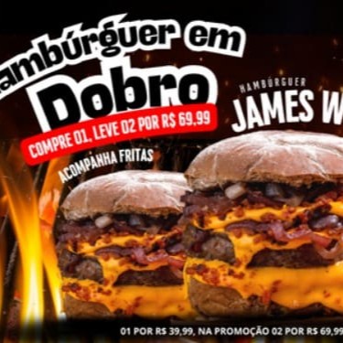 "Ouvimos falar em cheddar? No pão australiano, nosso blend de 180g, vem acompanhado de muito cheddar, cebola caramelizada e farofa de bacon pra matar a vontade.  Acompanha fritas. ponto da casa:""ao ponto p/mal"". Caso desejar sua carne em outro ponto, por favor especificar na observação.  (Cada Hambúrguer Contém 1 Carne), Hambúrguer James Também Vendido Avulso na aba hambúrgueres.  Em falta do pão australiano vamos substituir pelo tradicional.  Foto ilustrativa."
